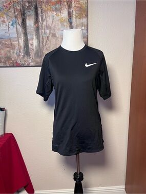 Nike Black Short Sleeve Performance Tee with White Swoosh